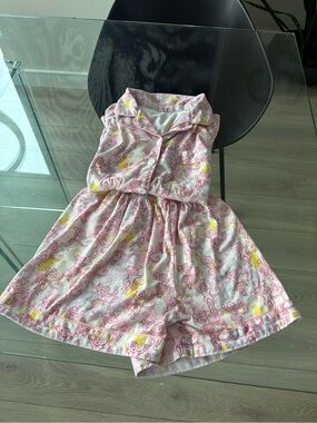 Kids Pink Printed Pajama Set - Soft Button-Front Sleepwear